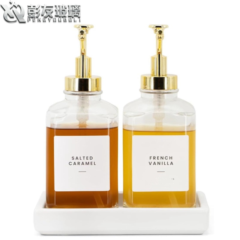 厂家直供糖浆玻璃瓶500ml按压咖啡糖浆方形乳液瓶洗手液糖浆瓶