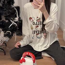 秋款莫代尔蝙蝠袖长袖女睡衣家居服