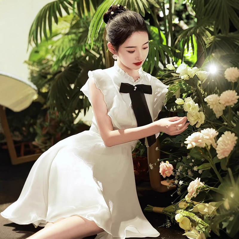 White Coming-Of-Age Ceremony Birthday Graduation Dress Student Graduation Gown 2026 Bride Registration Small Dress