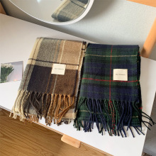 新款围巾女秋冬季韩版东大门复古格子流苏仿羊绒披肩时尚百搭