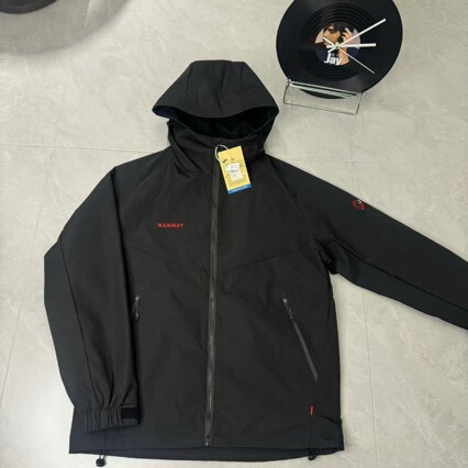 Stand Collar Spring/Summer Jacket Mammoth 2.0 Red Label Stand Collar Breathable Waterproof Windproof Long-Sleeve Softshell Black Fitted Style
