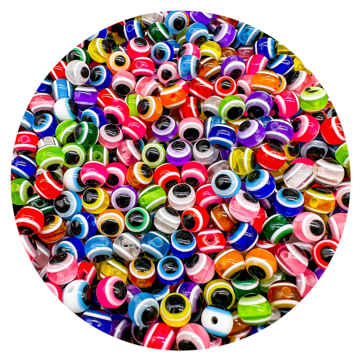 8mm / 10mm resina malvado ojo de pez fijación perlas diy joyería llavero accesorios de fabricación de cadenas de teléfonos móviles