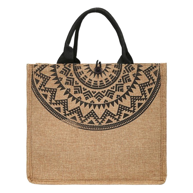Amazon linen handbag bag 2021 new large capacity linen shopping bag European and American fashion shoulder bag delivery