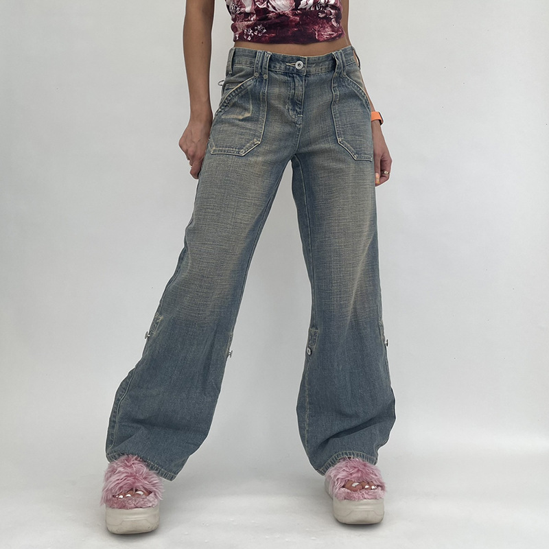 Frau Täglich Retro Farbverlauf In Voller Länge Reißverschluss Jeans display picture 1