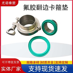 Green Fluorine Rubber Quick Install Flanging Seal Ring Clamp Gasket Fluorine Rubber Seal Gasket Quick Install Clamp Gasket