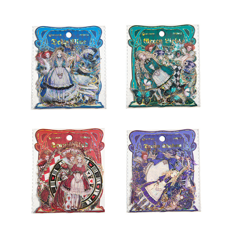 Papel Sr. Paquete de pegatinas grandes series de animación retro en el país de las maravillas materiales de cuentas de mano de película de corte de pegatinas