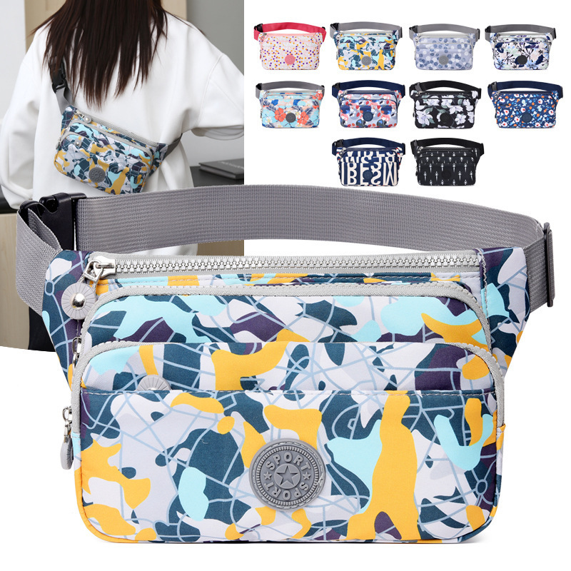 Waterproof and Wear-Resistant Printed Women's Waist Bag with Multiple Compartments, Crossbody Chest Bag, Casual Portable Small Bag, Multi-Color, in Stock for Wholesale
