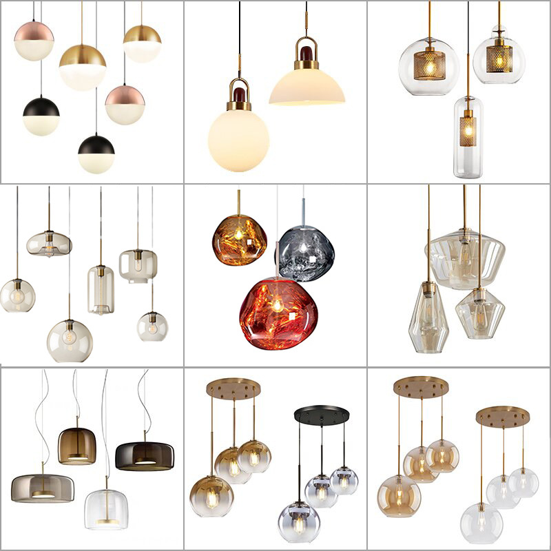 北歐玻璃圓球小吊燈餐廳吧檯店鋪裝飾設計師藝術輕奢單頭燈罩燈具