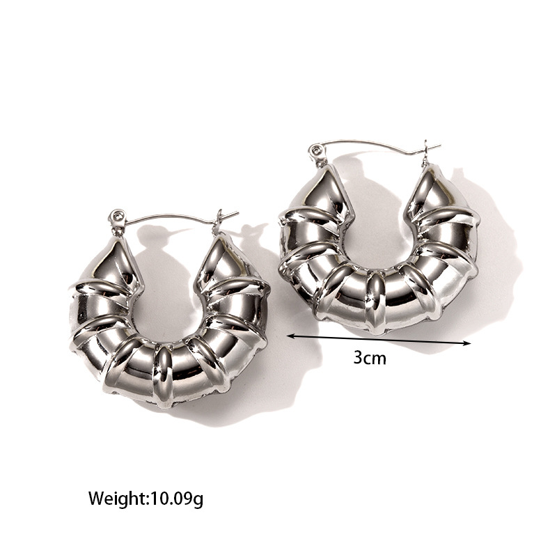 8g Weight 304 Stainless Steel Ear Needle Material Hoop Earrings, Ear Studs Classification 1 Pair Quantity Holiday, Outdoor, Daily Occasion 304 Stainless Steel Material C Shape, Round, Solid Color Pattern Women's Gender Plating Design Basic, Retro, Classic Style Style 1 Pair Basic Retro Classic Style C Shape Round Solid Color Plating 304 Stainless Steel Hoop Earrings Ear Studs 4
