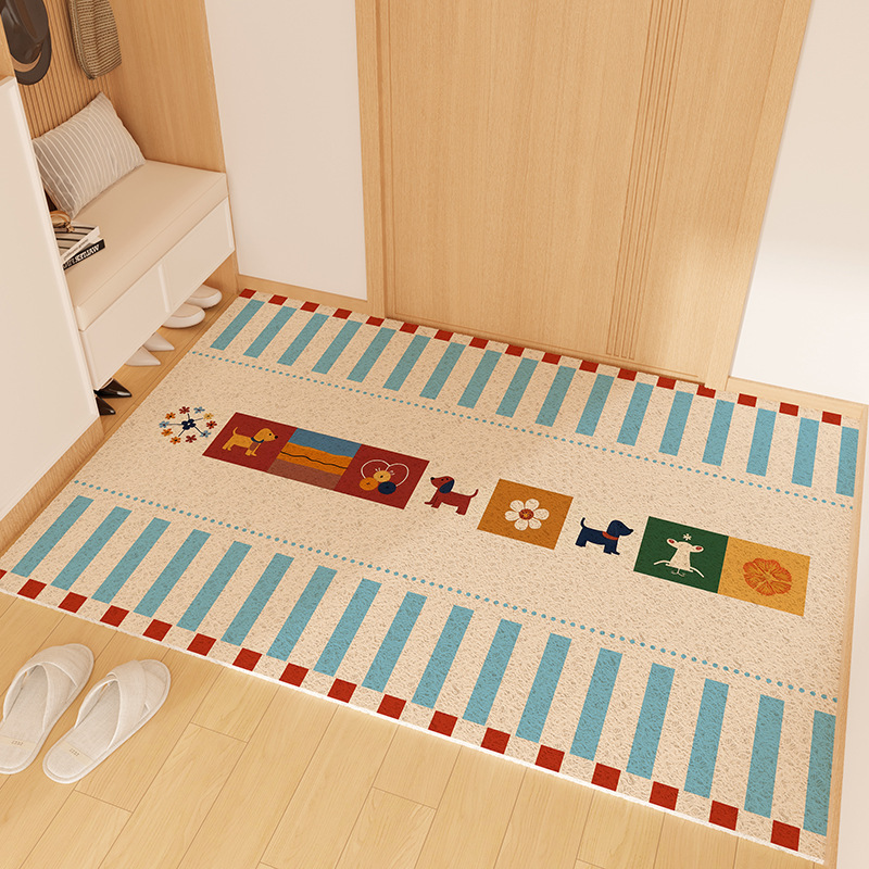 Cartoon Dopamine Entryway Doormat Silk Loop Foot Cuttable Entrance Shoe Changing Area Dust Removal Dirt Wiping Non-Slip_voghion.com