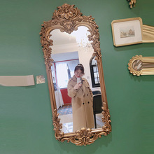 8BWI美式复古全身镜挂墙法式古典欧式雕花客厅玄关装饰镜壁挂穿衣