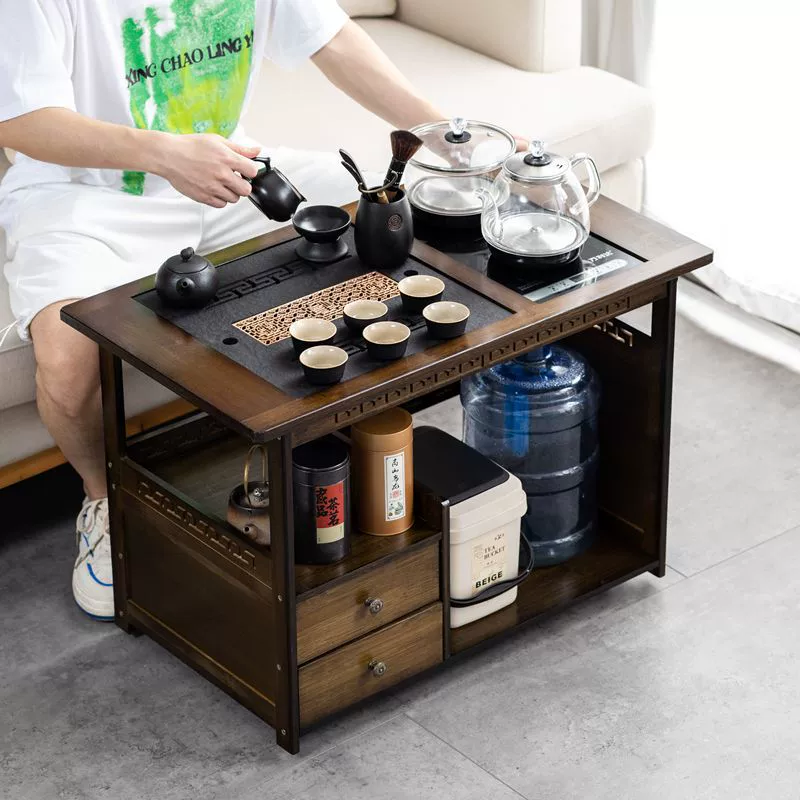 Мобильный чайный столик, чайный столик, гостиная, небольшая чайная тележка, приставной столик для дивана, журнальный столик на колесиках, чайный сервиз, чайный столик, чайник все в одном