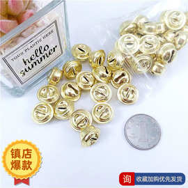 diy饰品铃铛电镀浅金色圆形开口铁铃铛圣诞节铃铛手链多颜色镂空