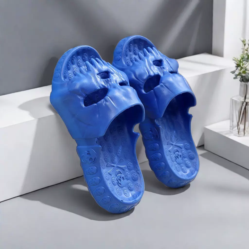 2025年骷髅头时尚潮流男士凉拖鞋家居室外防滑一字拖鞋情侣款拖鞋