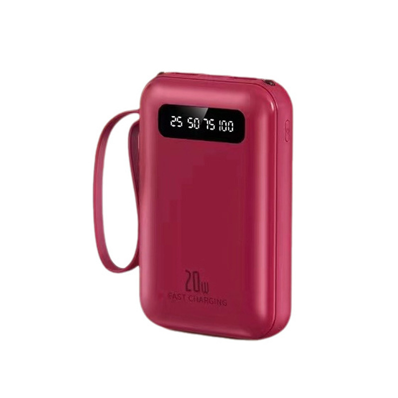 Display digital mini charger treo de 20000 mAh multi-carga en una fuente de alimentación portátil compacta al aire libre con cuatro cables