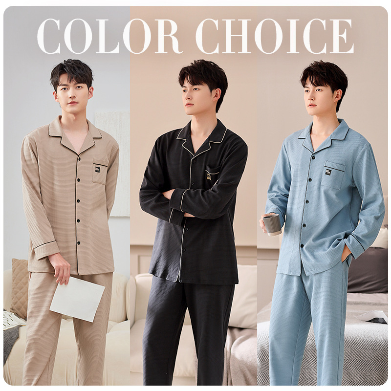 Pijamas de los hombres de otoño e invierno 100% algodón de manga larga 2023 nuevo algodón desgaste del hogar de primavera y otoño más tamaño traje