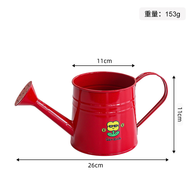 Large iron watering bottle-red (yellow flower sticker)