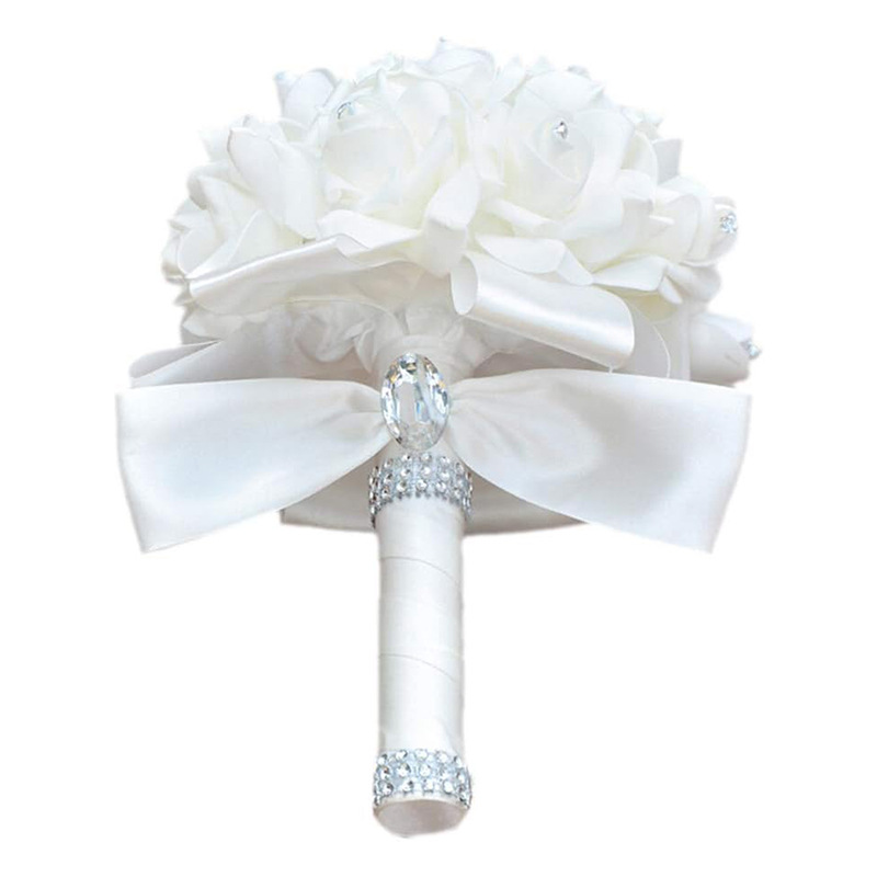 婚礼伴娘水晶手捧花结婚泡沫玫瑰手把束亚马逊热销热销款