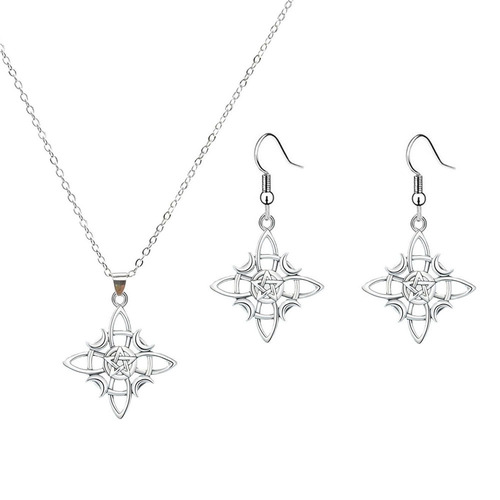 Cross-border new four-leaf clover Celtic knot pendant necklace lockchain alloy minimalist personalized niche earrings