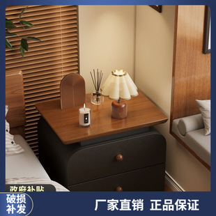 Installation-Free Solid Wood Bedside Table 2025 New Small Home Bedroom Medieval Cream Style Simple Modern Storage Cabinet