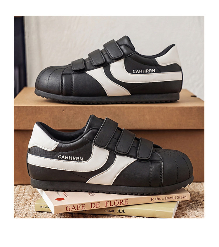 Giày sneaker nam mũi tròn khóa dán kiểu Đức huấn luyện, đế bằng gót thấp 1–3 cm, phối màu trơn — A2862 màu trắng, A2862 màu vàng, A2862 màu đen chi tiết 18