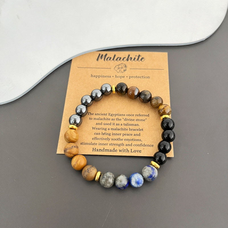 Temu Shein Tk Cross-Border Popular Tiger Eye Stone Men's Power Protection Hematite Lapis Lazuli Bracelet Wholesale in Stock Temu Shein Tk Cross-Border Popular Tiger Eye Stone Men's Power Protection Hematite Lapis Lazuli Bracelet Wholesale in Stock