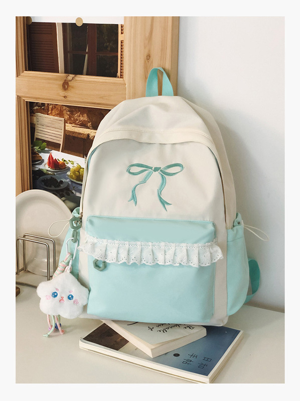 书包女小学三到六年级甜美风蝴蝶结双肩包尼龙耐磨小清新双肩背包|undefined