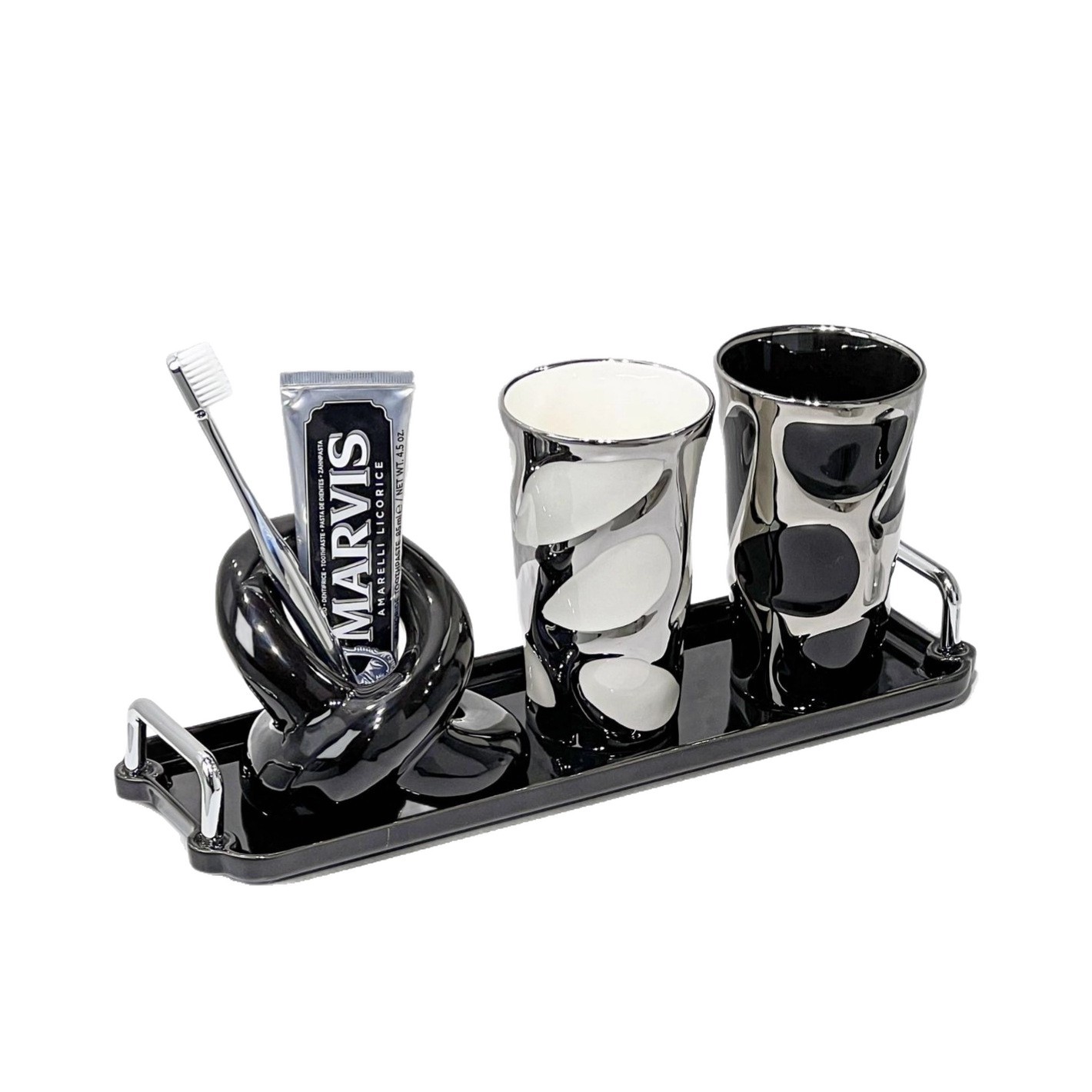 Set de vasos para cepillos de dientes retro de lujo pareja_voghion.com