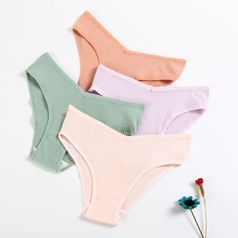 New V-Shaped Women's Pure Cotton Breathable Briefs European and American Pure Color Low-Waist Butt-Lifting Breathable Double-Layer Girls' Underwear