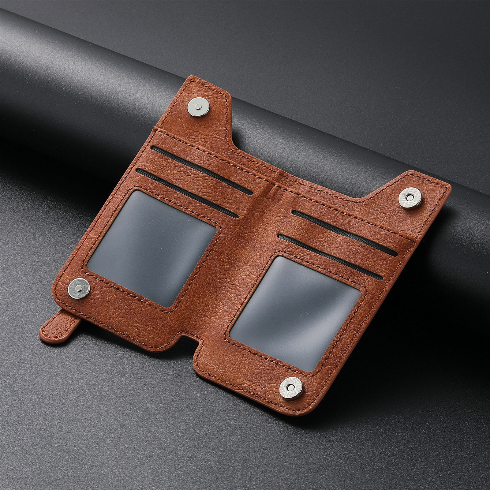 Unisex Einfarbig Pu-Leder Reißverschluss Kartenhalter display picture 2