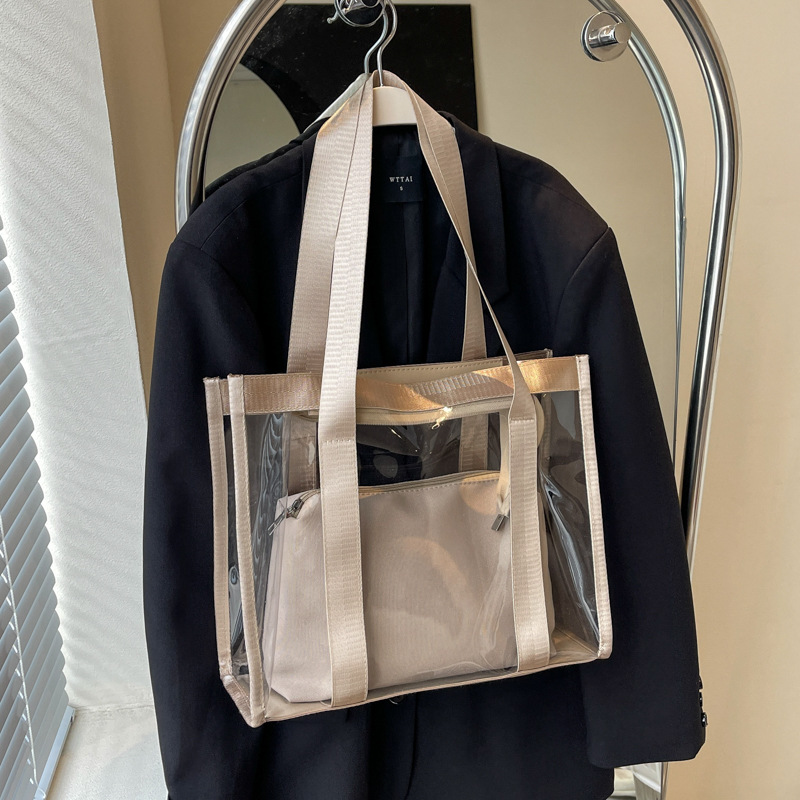 2024 Western Style New Style Transparent Jelly Bag Daily Street Fashionable Shoulder Bag Tote Bag Handbag