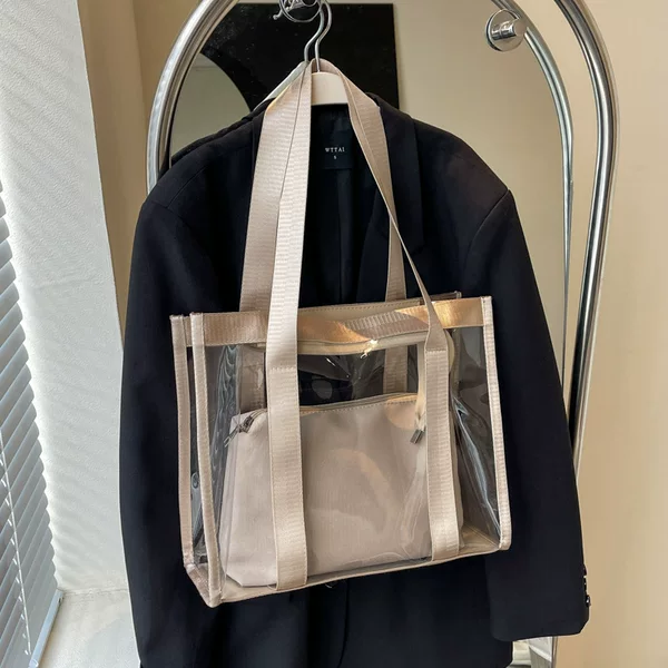 2024 Western Style New Style Transparent Jelly Bag Daily Street Fashionable Shoulder Bag Tote Bag Handbag