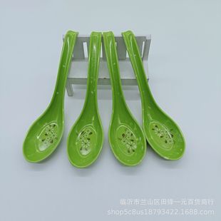 One dollar store 0053 green snowflake spoon white chrysanthemum spoon imitation porcelain spoon