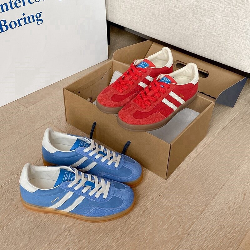 Desun Shoes Women's Genuine Leather Spring and Summer New Strawberry Bear Pink Three Bars Soft Bottom Increased Lace-up Forrest Gump Single Shoes