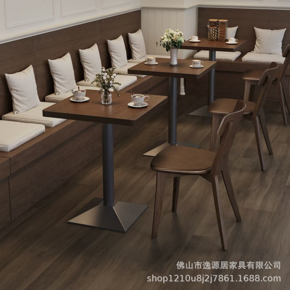 实木餐桌桌椅卡座沙发组合奶茶甜品烘焙店咖啡厅餐饮店商用西餐厅