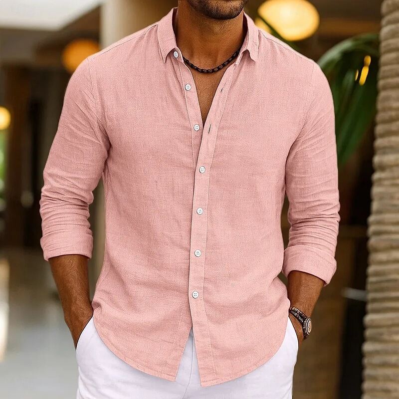 Men's Cotton Linen Shirt Summer Beachwear Buttoned Solid Color Cotton Linen Long Sleeve Shirt Vacation Men's Clothing Fast Shipping Men's Cotton Linen Shirt Summer Beachwear Buttoned Solid Color Cotton Linen Long Sleeve Shirt Vacation Men's Clothing Fast Shipping