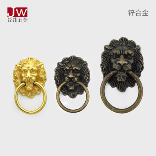 Chinese Classical Lion Head Handle Antique Cabinet Drawer Small Handle Single Hole Wardrobe Door Home Decoration Chinese Medicine Cabinet Pull Ring