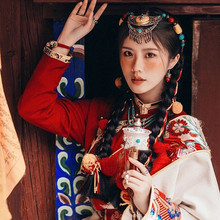 藏族頭飾女藏式演出民族舞蹈女蒙古族串珠珠手工演出舞蹈服裝配