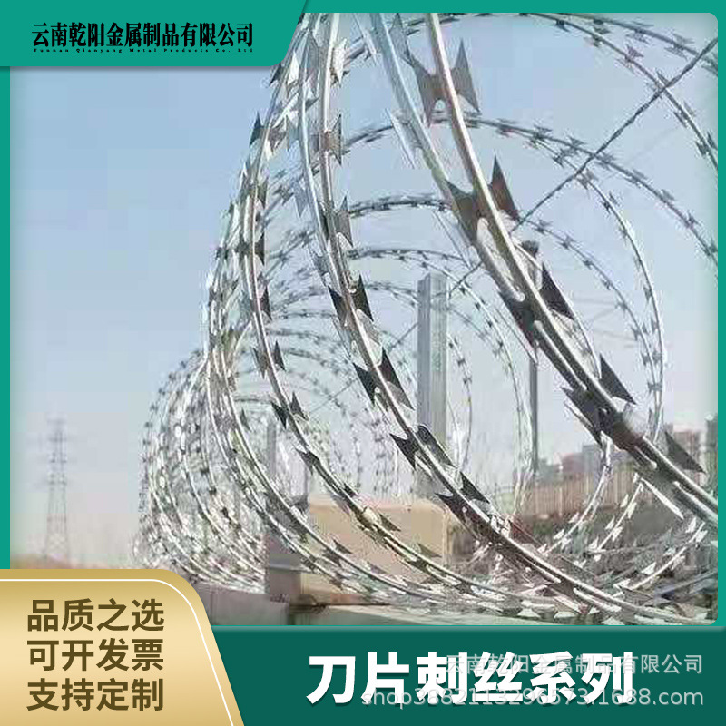 厂家机场防护刺绳 防盗刀片刺绳 涂塑刺线