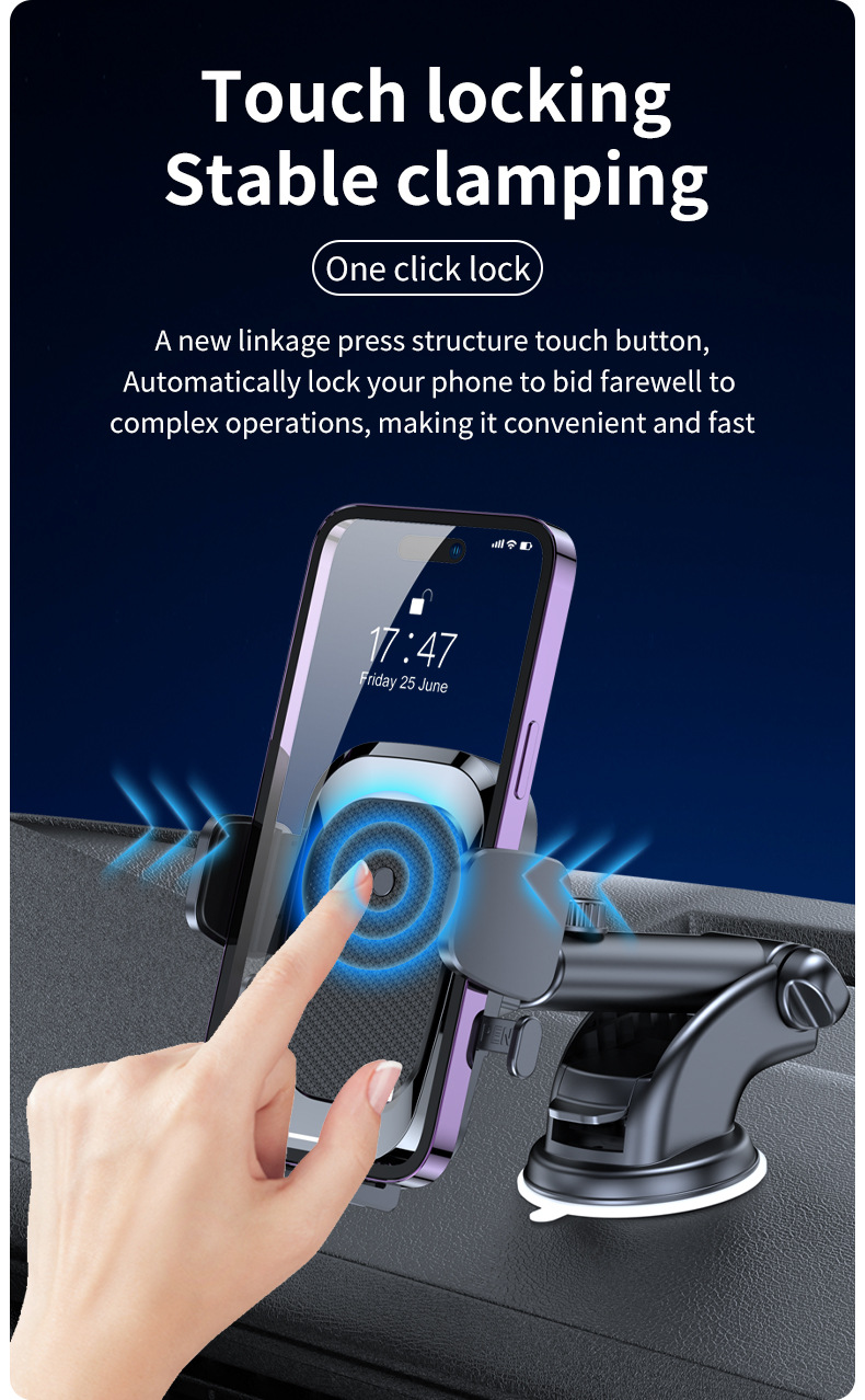 Cross-border hot-selling car mobile phone navigation bracket steam instrument panel suction cup multi-function gravity telescopic mobile phone bracket