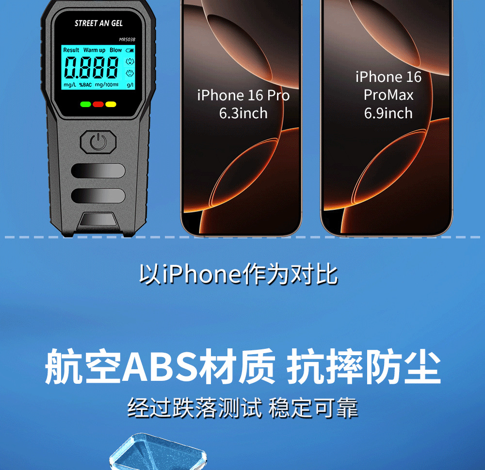 Car Alcohol Tester, Portable Vehicle-Mounted Air-Blow Alcohol Detector, High-Precision Digital Display Drunk Driving Measuring Device