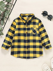 Spring 2023 fashion style red plaid shirt for boys and girls, wholesale on Amazon