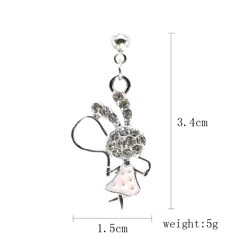 Cute Rabbit Alloy Plating Inlay Artificial Diamond Women's Earrings Necklace display picture 1