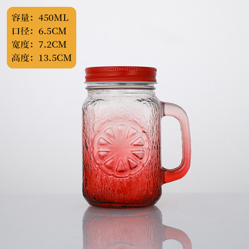 Tazas Mason con mangas de paja tazas de jugo creativas tazas de agua de vidrio de arena de color gradiente
