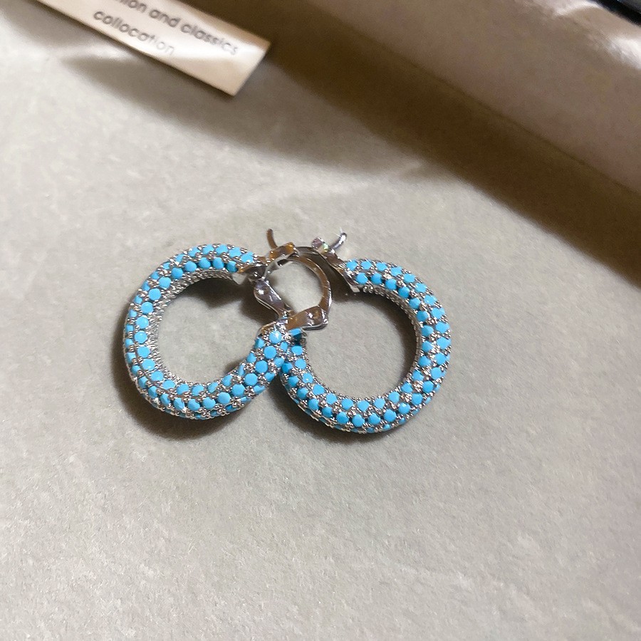 Pendientes de flor de cristal de aguja de plata, cuentas de arroz de cristal, pendientes azules, pendientes de estilo de vacaciones frescas, pendientes de lujo ligero, de alta calidad, mujeres