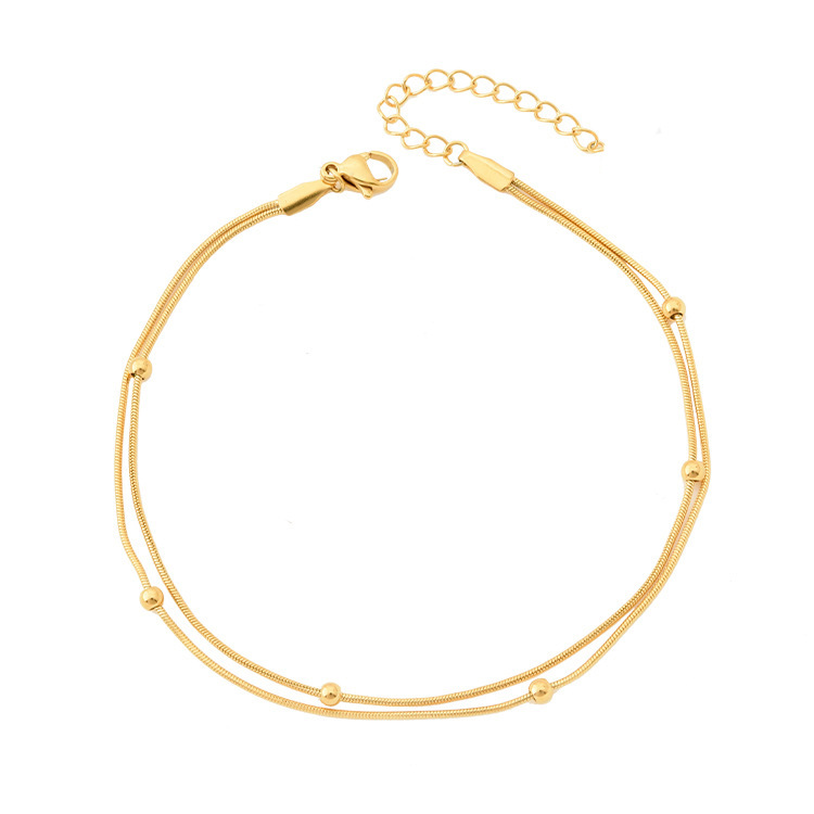 Doble capa de cuentas tobillera simple Año Nuevo nueva moda luz lujo pie cadena femenina verano joyería femenina moda todo fósforo pie joyería