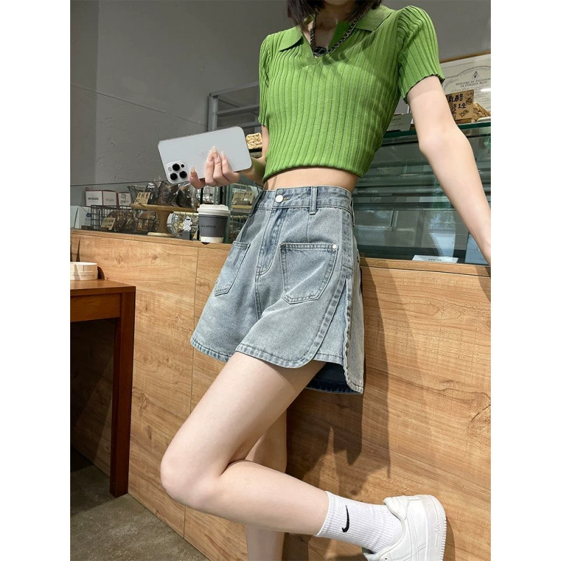 Летние тонкие 2025 новые джинсовые шорты с высокой талией