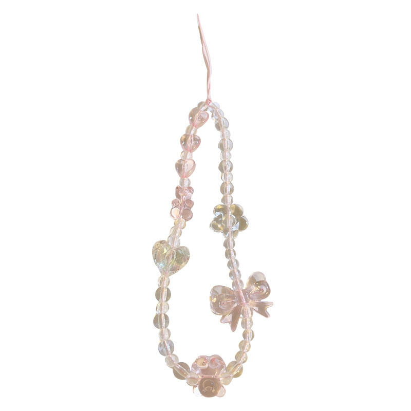 Estilo coreano Rosa arco cadena de cristal cordón universal teléfono caso Cámara llavero auricular caso adornos para mujeres