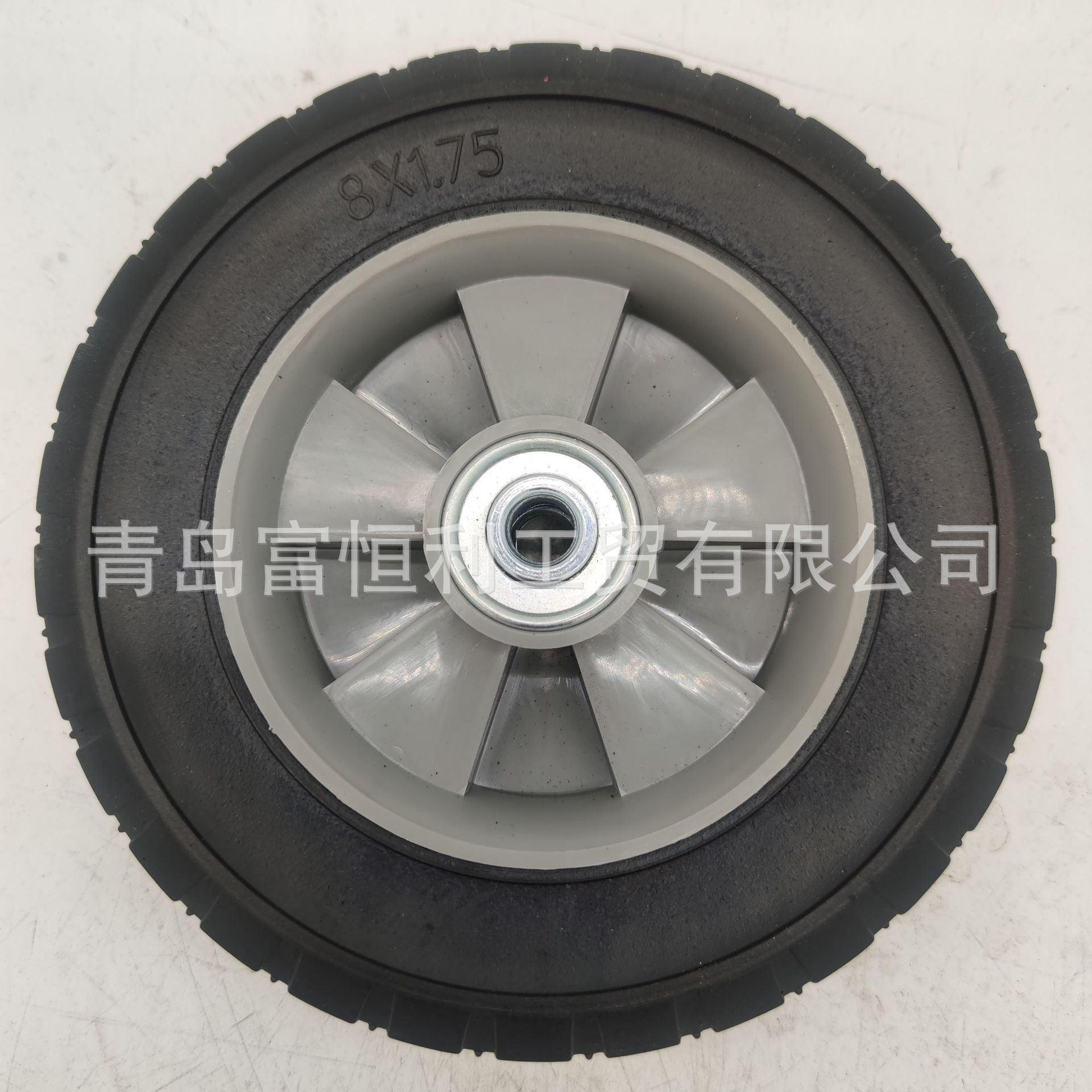 厂家直销8x1.75实心橡胶轮小推车仓运车工具车垃圾桶板车轮子