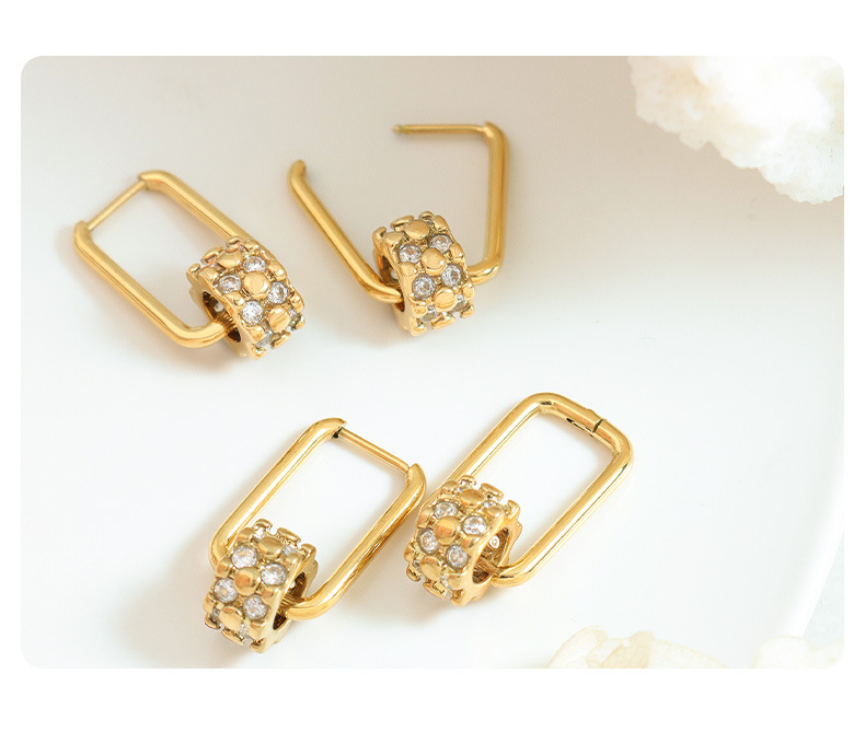 Retro Geometric Titanium Steel Copper Plating Zircon Earrings 1 Pair